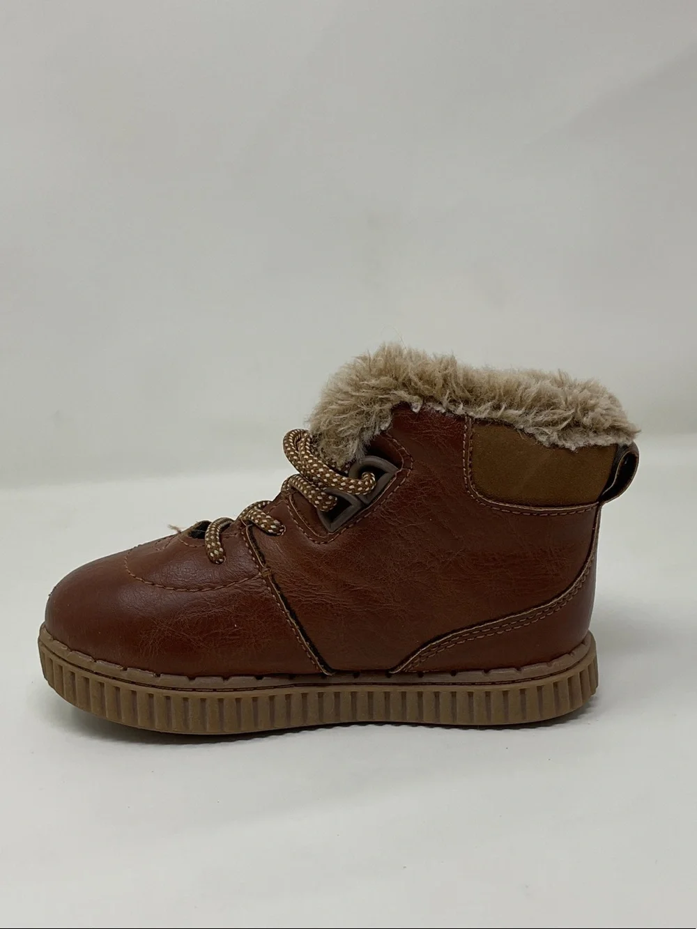 OshKosh B'gosh Brown Faux-Fur Lace-Up Kids Boots size 8